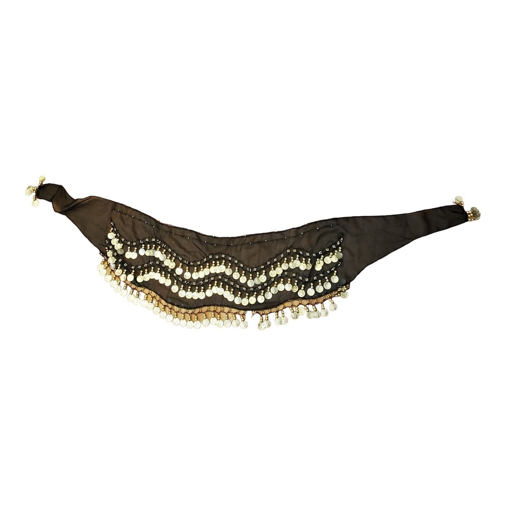 Gypsy Scarf Or Waist Wrap Belly Dance‎ With Gold Beads & Coins
